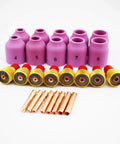 All In One 55 Piece TIG Welding Torch Consumables Kit For WP9 WP20 WP25 Series with alumina nozzles and replacement tips