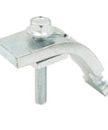 C-track festoon clamp with bolt, silver metal finish, front view
