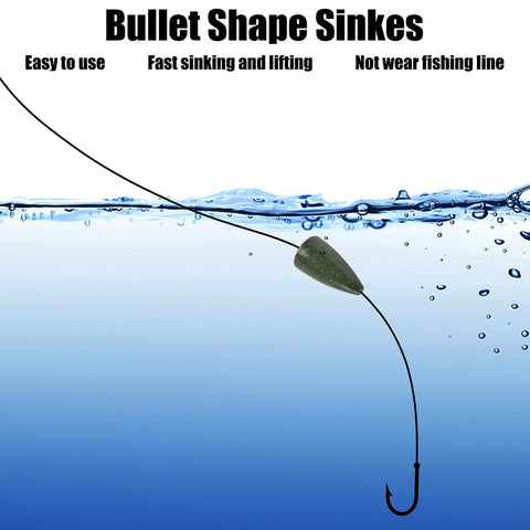 Bullet Fishing Weights Sinkers For Bass, Carolina Rig And Texas Rig Tackle, Slip Weights That Drop Fast For Deep Water, Great For Saltwater And Freshwater Fishing, Corrosion And Abrasion Resistant, Dependable Tackle Gear