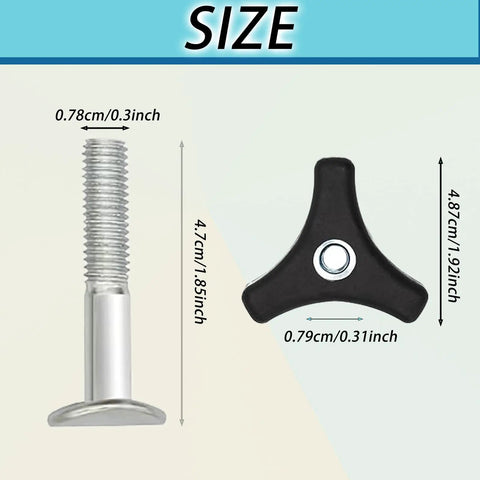 Honda Lawn Mower Handle Knob Replacement Kit With Wing Nut Bolts And Triangle Grip Screws size dimensions displayed