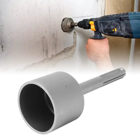 Beefy T Post Driver Hammer Attachment for Electric Drills, 20cm steel, 65mm fit, demonstrating use in hard ground