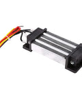 Ceramic 12V PTC air heater heating element with fins, mounting bracket, and red/yellow/black power wires