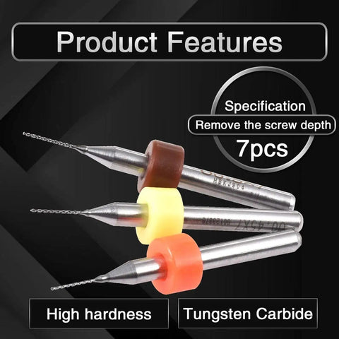 7 Pcs Mini PCB Drill Bit Set 0.2mm To 0.5mm High Speed Steel Spiral Flute Micro Drill Bits in tungsten carbide for rotary tools