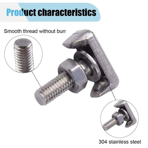 Close-up of 304 stainless steel T bolt terminal from the Straight Up Reliable T Shaped Battery Cable Extenders kit.