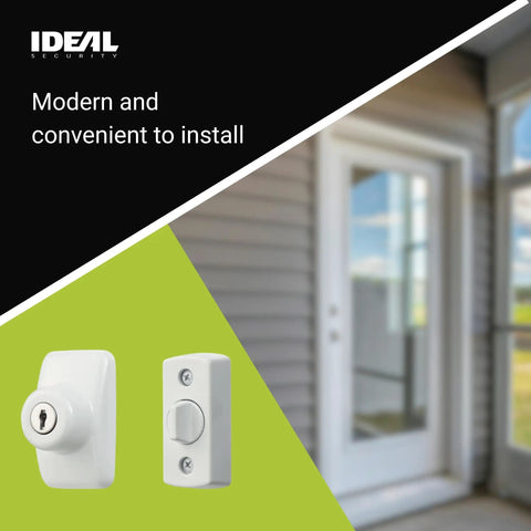 Rock Solid Heavy Duty Deadbolt Lock For Storm And Screen Doors Featuring Quick Keyed Entry Sleek Snow White Finish Two Piece Set Built Tough To Secure Exterior Doors And Legit Peace Of Mind Premium Steel Construction