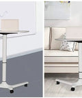 Rock Solid Rolling Laptop Cart With Height Adjustable Standing Desk and Smooth Glide Wheels for Bed and Sofa use.