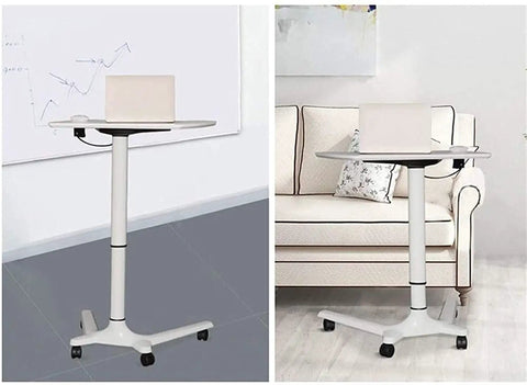 Rock Solid Rolling Laptop Cart With Height Adjustable Standing Desk and Smooth Glide Wheels for Bed and Sofa use.
