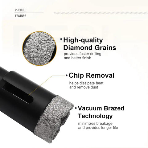 Diamond Core Drill Bit Three And A Half Inch Vacuum Brazed Hole Saw with high-quality diamond grains and chip removal feature