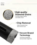 SHDIATOOL diamond core drill bit for porcelain tile and stone; vacuum-brazed with diamond grains; black cylindrical bit