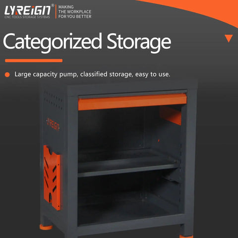 Cutting Tool Organizer Cart for CNC Machines and Workbenches, Heavy Duty Tool Storage Station Holder, shown with categorized storage.