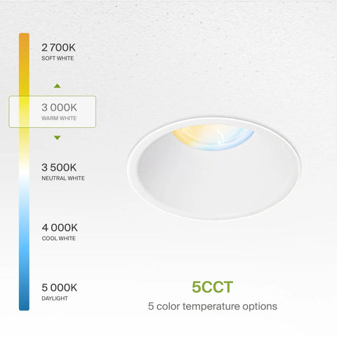 No Fuss Trimless Led Recessed Ceiling Light Fixture Commercial Downlight 15w 1077 Lumens multi voltage 120 277v with adjustable 5CCT.