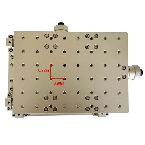 Manual XY Linear Stage Moving Table 210x150mm For Laser Marking Engraving Machine Two Axis Precision Sliding Platform For Tuning And Trimming Projects Built Tough With Durable Aluminum Construction And A Smooth Lift Surface. Aluminum XY stage with 0.98in hole spacing