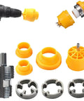 Heavy Duty Electric Pipe Threader Kit For Pvc And Metal Pipe with yellow attachments and cutting tools for precise threading.