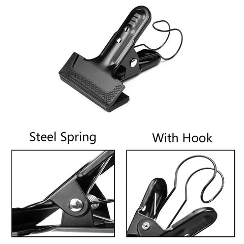 Heavy Duty 4 Pack Spring Clamps With Hooks For Photography Backdrops Stands And DIY Projects 4 Inch Clips black steel spring clamp