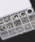 Everyday Tough Snap Ring For Shafts Three Point Nine Millimeter Outer Diameter Two Point Seven Millimeter Inner Diameter Zero Point Four Millimeter Thick 304 Stainless Steel Retaining Clip For Machines And DIY Projects One Color in organizer box