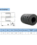 Technical diagram and photo of Flexible 3-Piece L-Jaw Coupling Set With Rubber Spider For Log Wood Splitter, L090, blackened finish