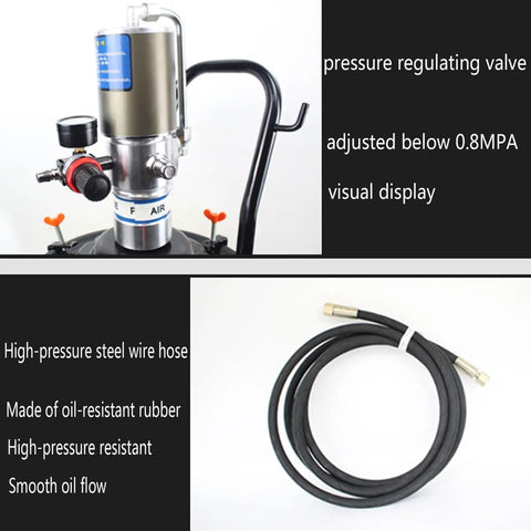 Portable 5 Gallon High Pressure Pneumatic Grease Pump Kit with hose and valve for smooth grease dispensing