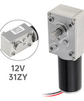 12V DC Worm Gear Motor With 27 RPM 7 Watts, Self Locking Reversible Mini Electric Gearbox Motor, Permanent Magnet Reduction