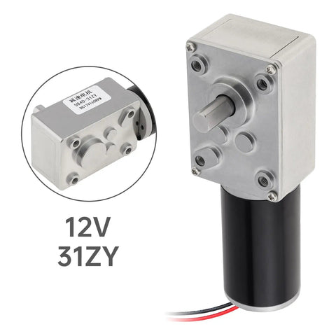 12V DC Worm Gear Motor With 27 RPM 7 Watts, Self Locking Reversible Mini Electric Gearbox Motor, Permanent Magnet Reduction
