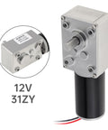 12V DC Worm Gear Motor 12 RPM Self Locking Mini Gearbox With Bracket shown with stainless steel build and D-shaped output shaft