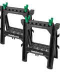 Lightweight Folding Sawhorses 2 Pack With 1200 Lb Capacity Non Skid Feet Built In Shelf And Cord Hooks Includes 4 Sawbucks Ideal For Extra Workstations On The Job Site, front view