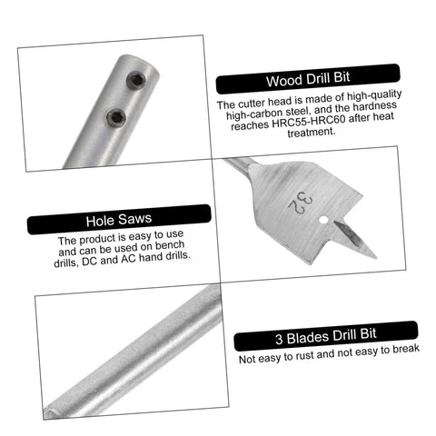 DIYEAH 10-piece wood drill bit set; high-carbon steel, flat boring bits for smooth panel holes