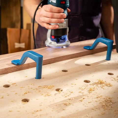 Spaced Dog Hole Router Template For Precise Holes And Bench Tools Like Dogs Cookies And Holdfasts Non Slip Easy To Align Inlay Jig for woodworking.