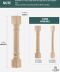 Solid Wood Kitchen Island Legs Set of Two, Thirty Five and a Half Inches High, Five Inches Wide and Deep, Fluted Unfinished Replacement Cabinet Columns