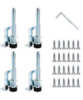 Set Of Four Steel Adjustable Leveling Feet For Wardrobes And Cabinets On Uneven Floors Keeps Heavy Furniture Rock Solid With Height Adjustable Levelers And Easy Stabilization For Wobble Free Stance. Four steel adjustable leveling feet with screws and Allen key