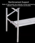 Close-up of Portable Foldable Steel Scaffold Tower Featuring Wide Non Slip Platform Delivering 880 Lb Holding Power Built Tough With Zero Sweat Setup For Reliable Weekend Warrior Projects. Reinforcement support detail.