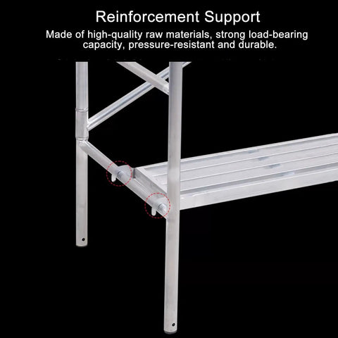Close-up of Portable Foldable Steel Scaffold Tower Featuring Wide Non Slip Platform Delivering 880 Lb Holding Power Built Tough With Zero Sweat Setup For Reliable Weekend Warrior Projects. Reinforcement support detail.