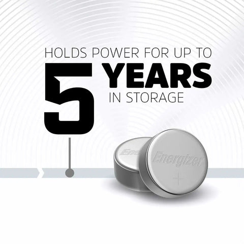 Silver Oxide Button Battery 377 1.5V Two Pack for Watches, Calculators, Toys and Medical Devices, five years storage shown