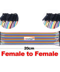 200Pcs Breadboard Jumper Wires Kit With Male Or Female Pins 2.54mm And 2.0mm Pitch 20cm Cables displaying female to female connectors