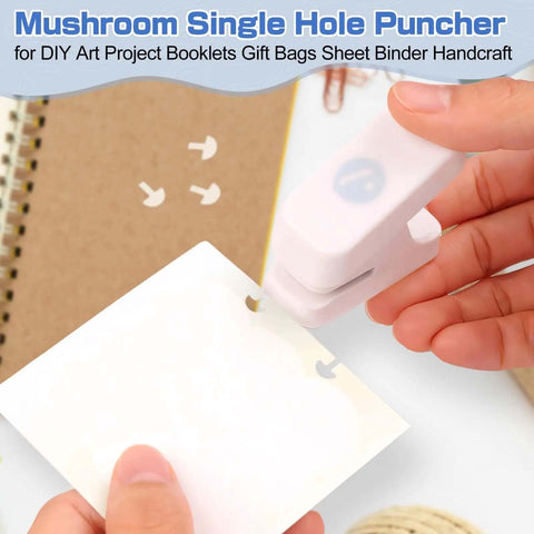 Mini Mushroom Hole Punch 1 Hole Puncher handheld paper punch punching paper for booklets and crafts, compact tool for school, DIY projects.