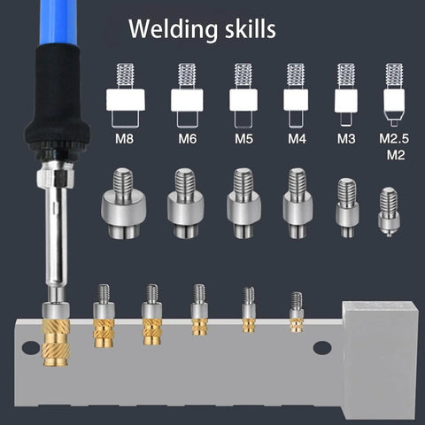 Thermal Insert Tool Kit For 3D Printers With Quick Change Handle And 1 Connector Includes M2 M2.5 M3 M4 M5 M6 M8 Copper Tips
