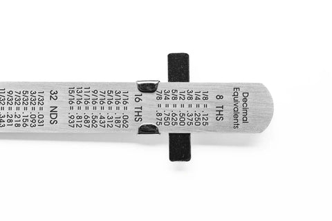 6 Inch Machinist Pocket Rule With 32nds And 64ths, Decimal Equivalents Chart, Premium Stainless Steel, Flexible, Durable Tool For Pros And DIYers In The Shop. close-up with pocket clip