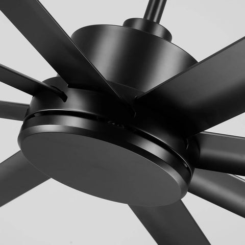 Close-up of Monster 100 Inch Ceiling Fan No Light With Remote Control, Industrial Black High Airflow, 8 aluminum blades view