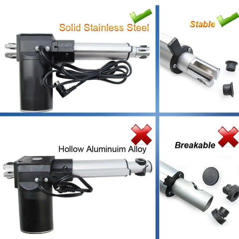 Heavy Duty Electric Linear Actuator For Home And Furniture Builds, 24 Inch Stroke 600mm Travel, DC 12V 24V Compatible, Three Speed Options 5 10 30 mm Per Second, Quiet Operation, 100 Kg Load Capacity, Easy Install, stainless steel actuator with cable