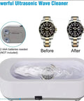 Pro Grade Ultrasonic Jewelry Cleaner For Rings Watches Eyeglasses Coins And Dentures With 47kHz High Frequency And 300ml Tank, before and after cleaning watches.