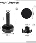 Dimensions of 20 Sets Adjustable Furniture Leg Levelers with 3 8 16 Threaded Feet Felt Pads and T Nuts.