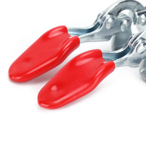 Two Pack Toggle Clamp Set Push Pull Quick Positioning Fixture For Small Space DIY Friendly Home Decor And Woodworking Iron And Plastic 6.6 By 4 Cm Holding Alignment Hand Tool, red handles