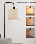 Floor Lamp With Table And USB C Charging Station Rustic End Table Lamp With Shelves Three Color Temperature LED Bulb