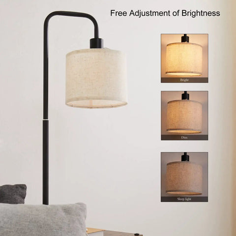 Floor Lamp With Table And USB C Charging Station Rustic End Table Lamp With Shelves Three Color Temperature LED Bulb