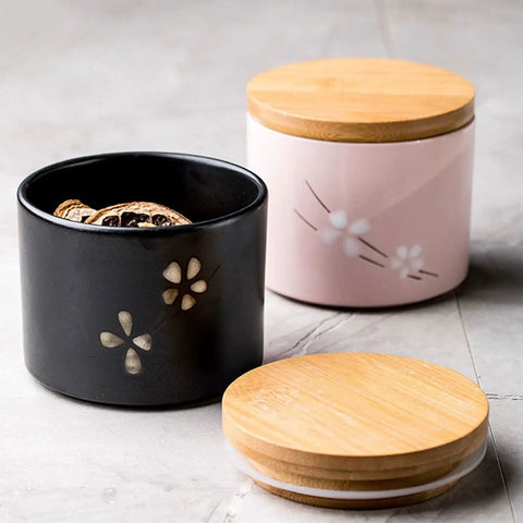 Matte Black Ceramic Coffee Canister With Premium Airtight Seal Keeps Your Daily Grind Fresh No Fuss Wide Mouth Design For Easy Scooping And Reliable Kitchen Pantry Storage with bamboo lid
