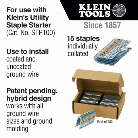 Box of Beefy Heavy Duty Staples For Ground Wire And Molding Installations Designed To Work With Utility Staple Starter STP100.
