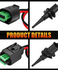 Beefed Up Outside Ambient Air Temperature Sensor With Connector Pigtail Plug Replaces 65816905133 And 65816905050 For BMW, black plastic