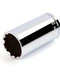 Half Inch Drive 30 Millimeter Deep 12 Point Socket Chrome Plated With Large Markings For Easy Reading Heavy Duty Durable Steel Tool