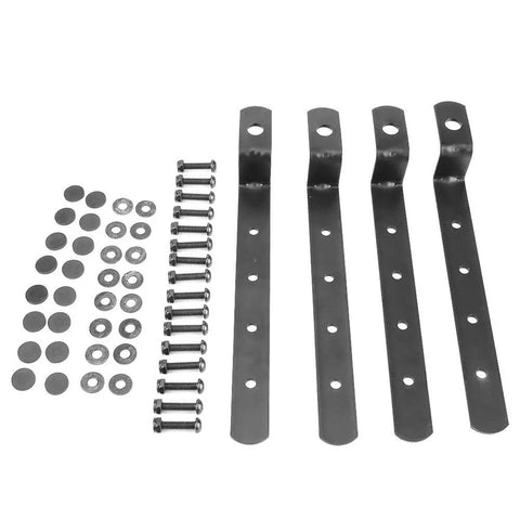 Rugged Iron Side Case Mounting Brackets Kit For Motorcycles, Universal Fit, includes brackets, bolts, washers, size 53x35x215mm