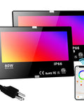 Outdoor LED Flood Light 8000 LM RGB Color Change With Bluetooth Smart App Control DIY Scene Plus 23 Modes Warm White 2700K IP66 Product Image