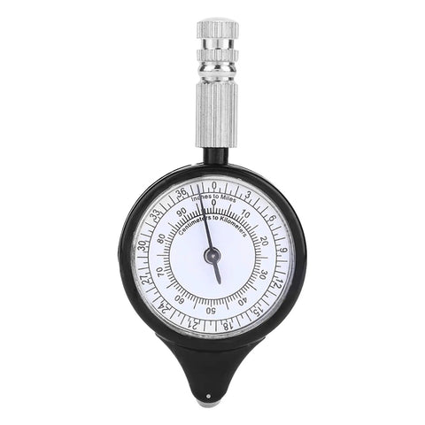 Chrees Map Measuring Gauge, Mini Metal Wheel, Outdoor Calculator with black plastic body and scale for distance measurement.